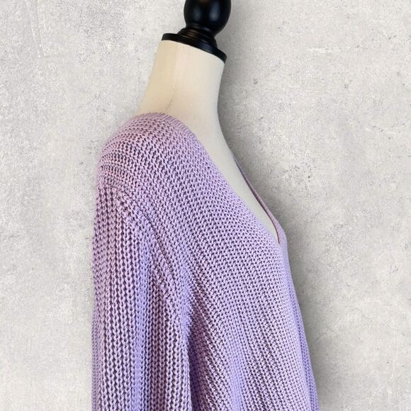 Free People Damsel Sweater Purple Bell Sleeve Cable Knit, Size M - Picture 7 of 14